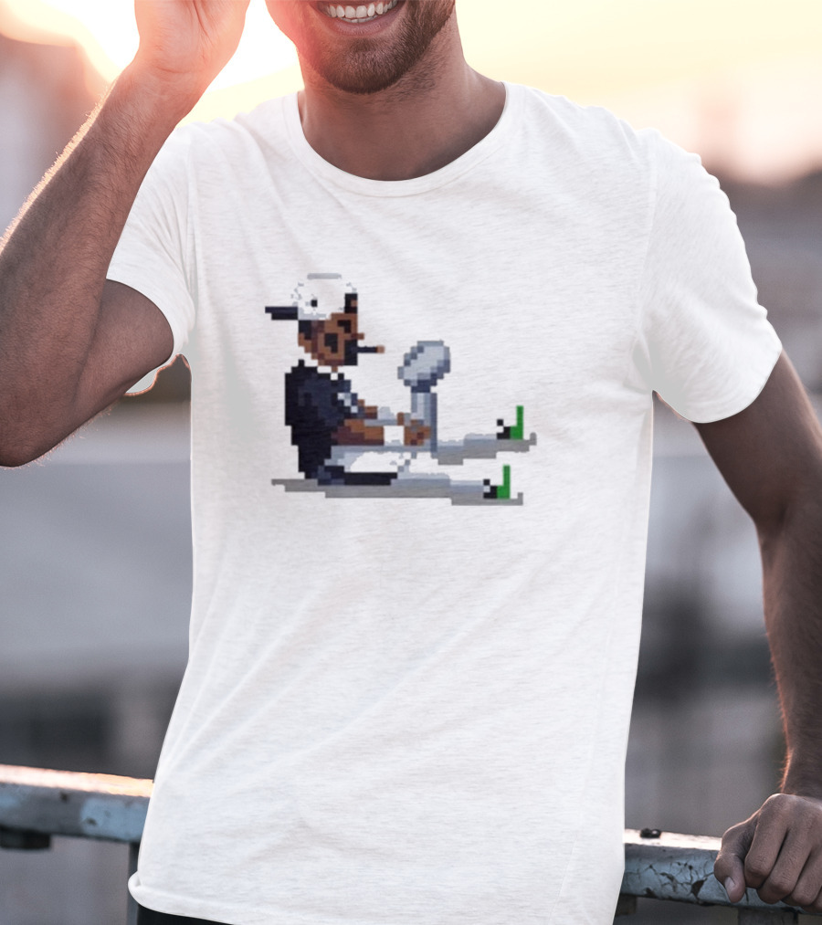 Pixel Pigkin Jalen Champs 2025 Smoking Pixel Art Character With Trophy T-Shirt