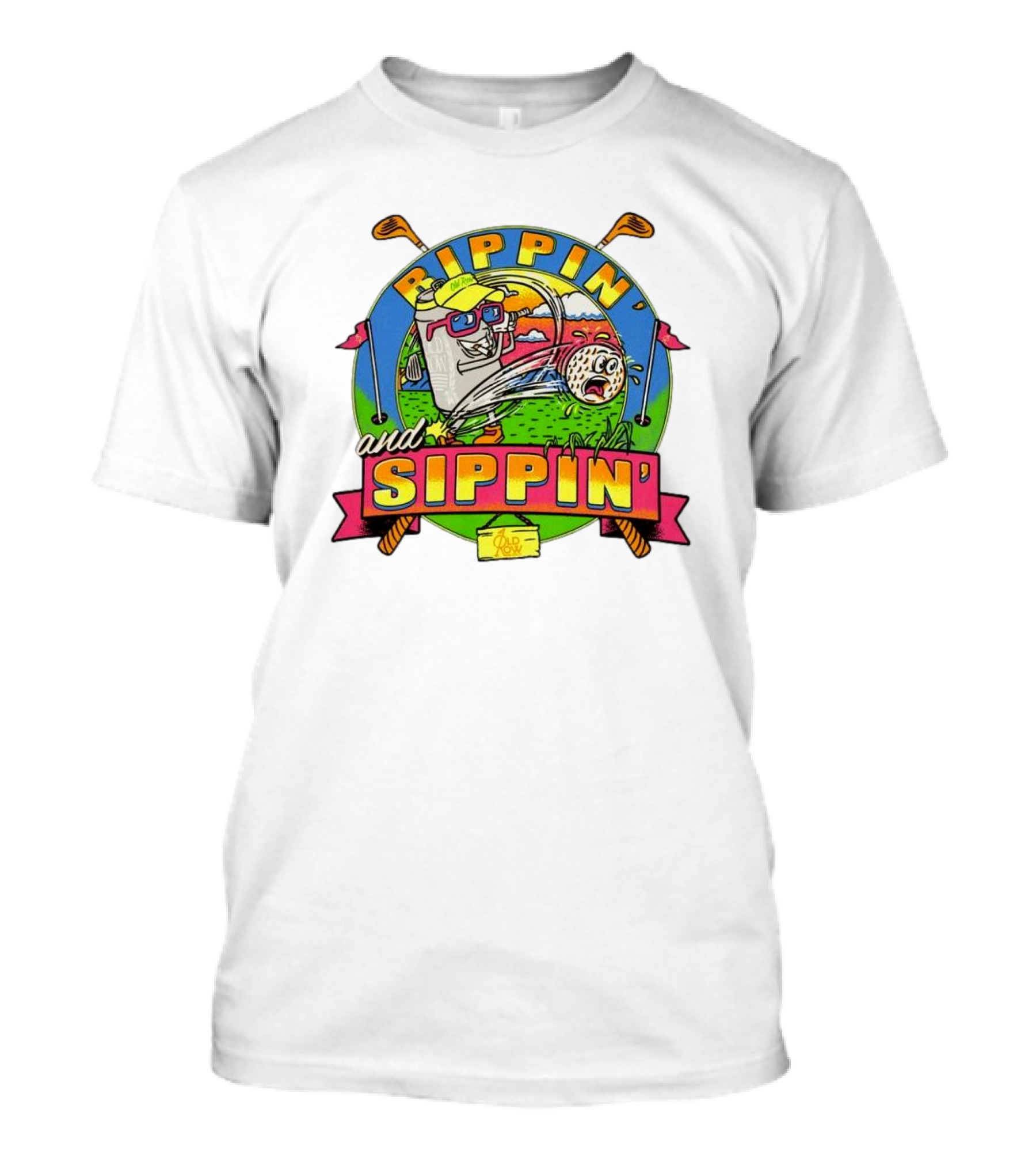 Rippin’ And Sippin’ Golf Old Row Funny Cartoon Golfing Cooler T-Shirt