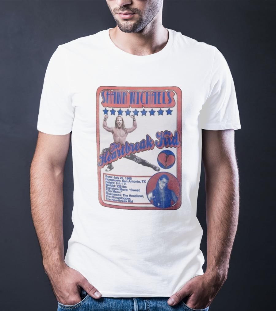 Shawn Michaels The Heartbreak Kid WWE Trading Card Born July 22 1965 San Antonio TX The Showstopper T-Shirt