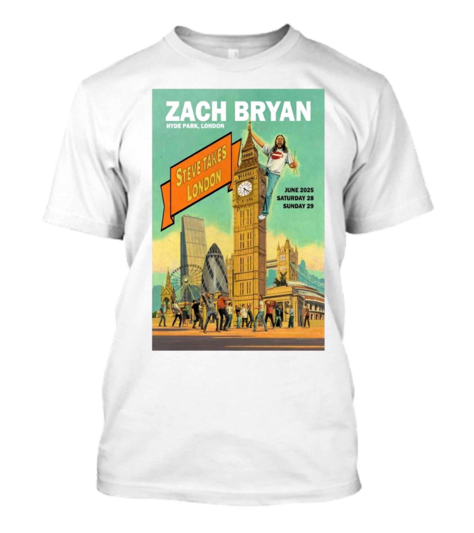 Zach Bryan Hyde Park London June 2025 Steve Takes London Saturday 28 Sunday 29 T-Shirt