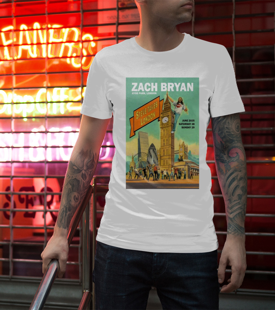 Zach Bryan Hyde Park London June 2025 Steve Takes London Saturday 28 Sunday 29 T-Shirt