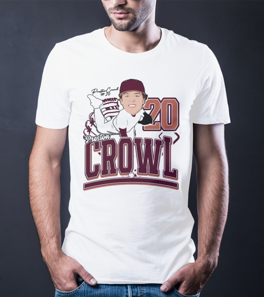 Preston Crowl Baseball 2025 Pitcher Number 20 T-Shirt