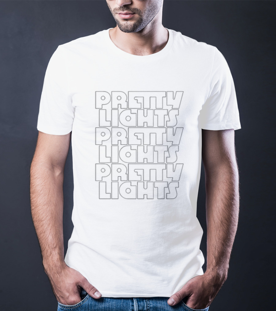 Pretty Lights Outline Stack Block Text Repetition T-Shirt
