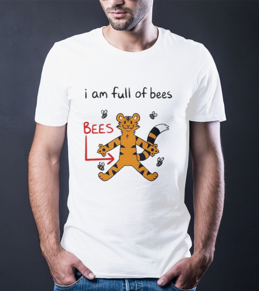 Prism Paws Tiger Bees Humor Graphic T-Shirt