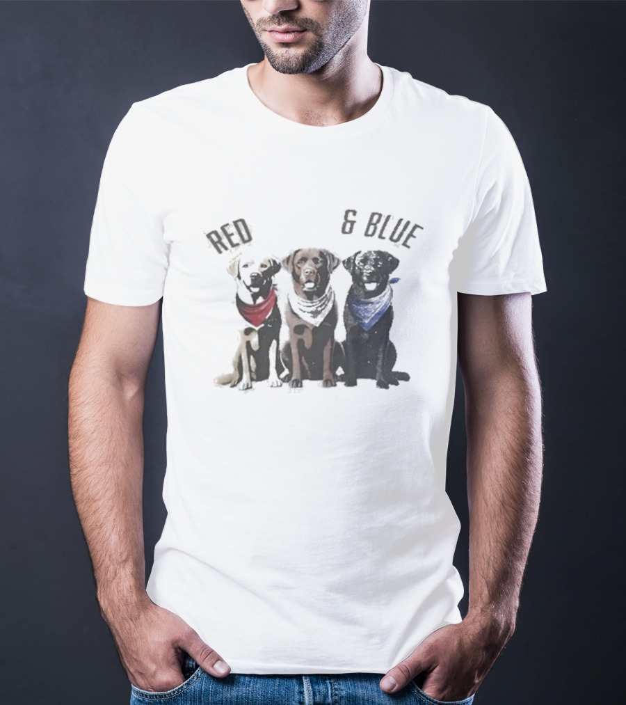 Red White And Blue Dogs Bandana Trio T-Shirt