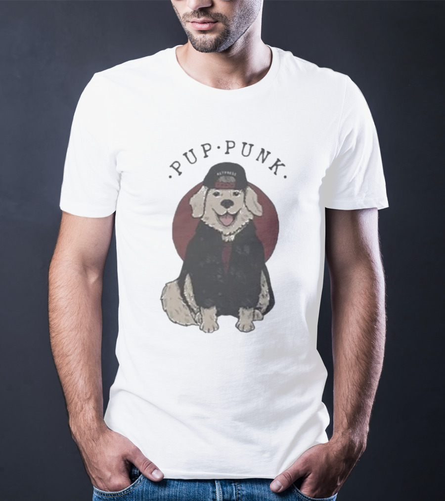 Pup Punk Funny Dog Hat Trick Adorable Canine Style T-Shirt
