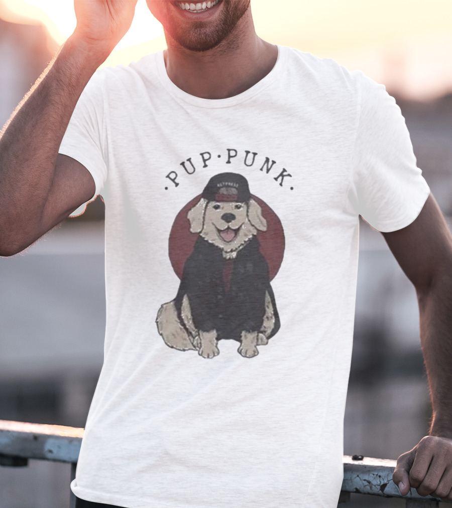 Pup Punk Funny Dog Hat Trick Adorable Canine Style T-Shirt