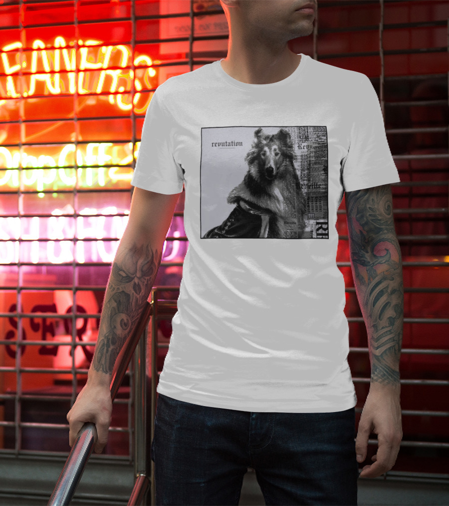 Revutation Reveille Collie Newspaper Style T-Shirt