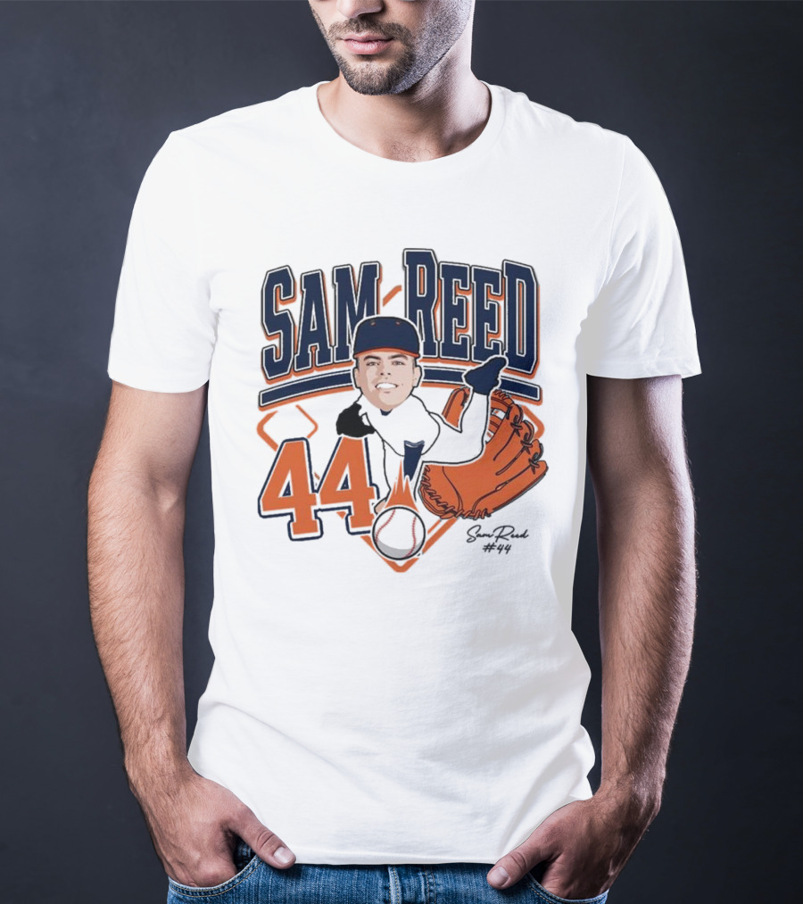 Sam Reed 44 Baseball Glove And Bat Graphic 2025 T-Shirt
