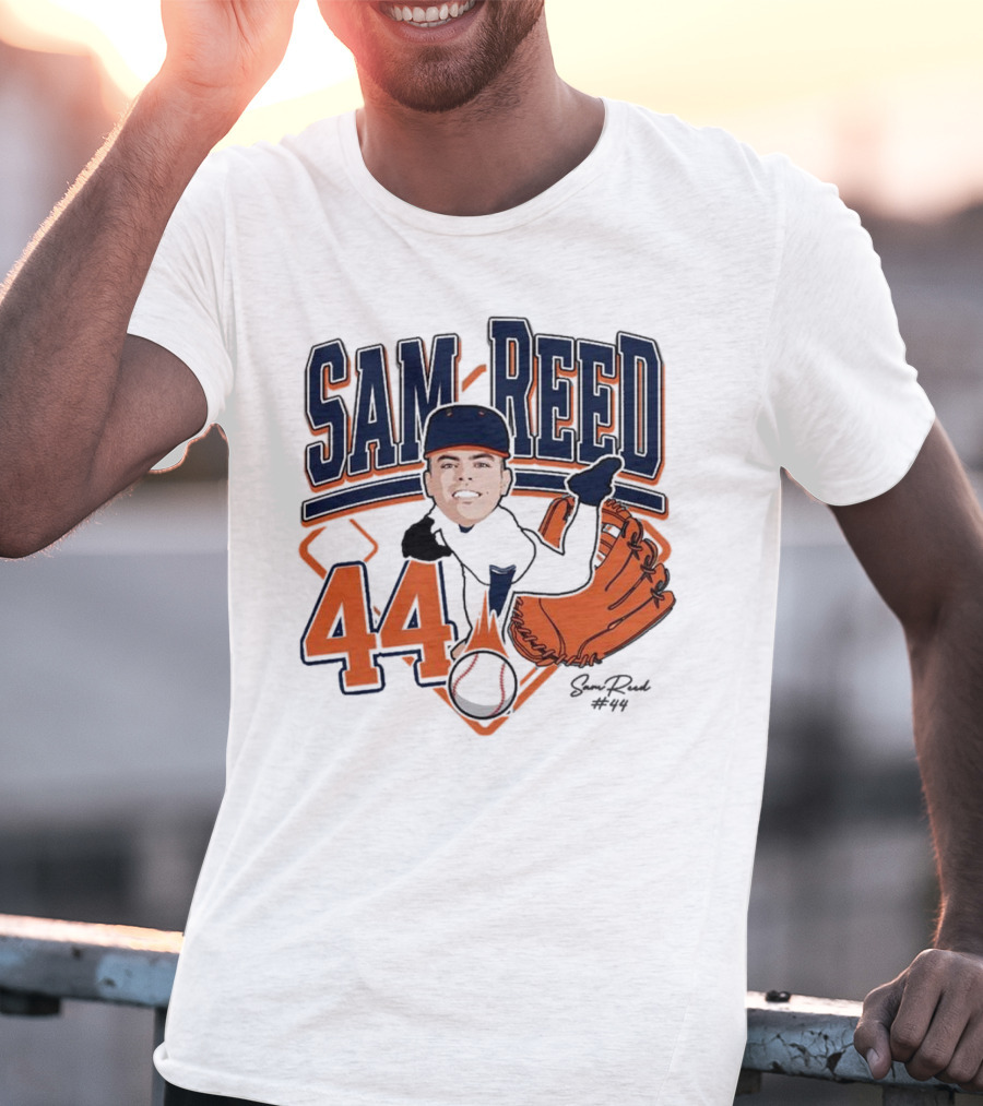 Sam Reed 44 Baseball Glove And Bat Graphic 2025 T-Shirt