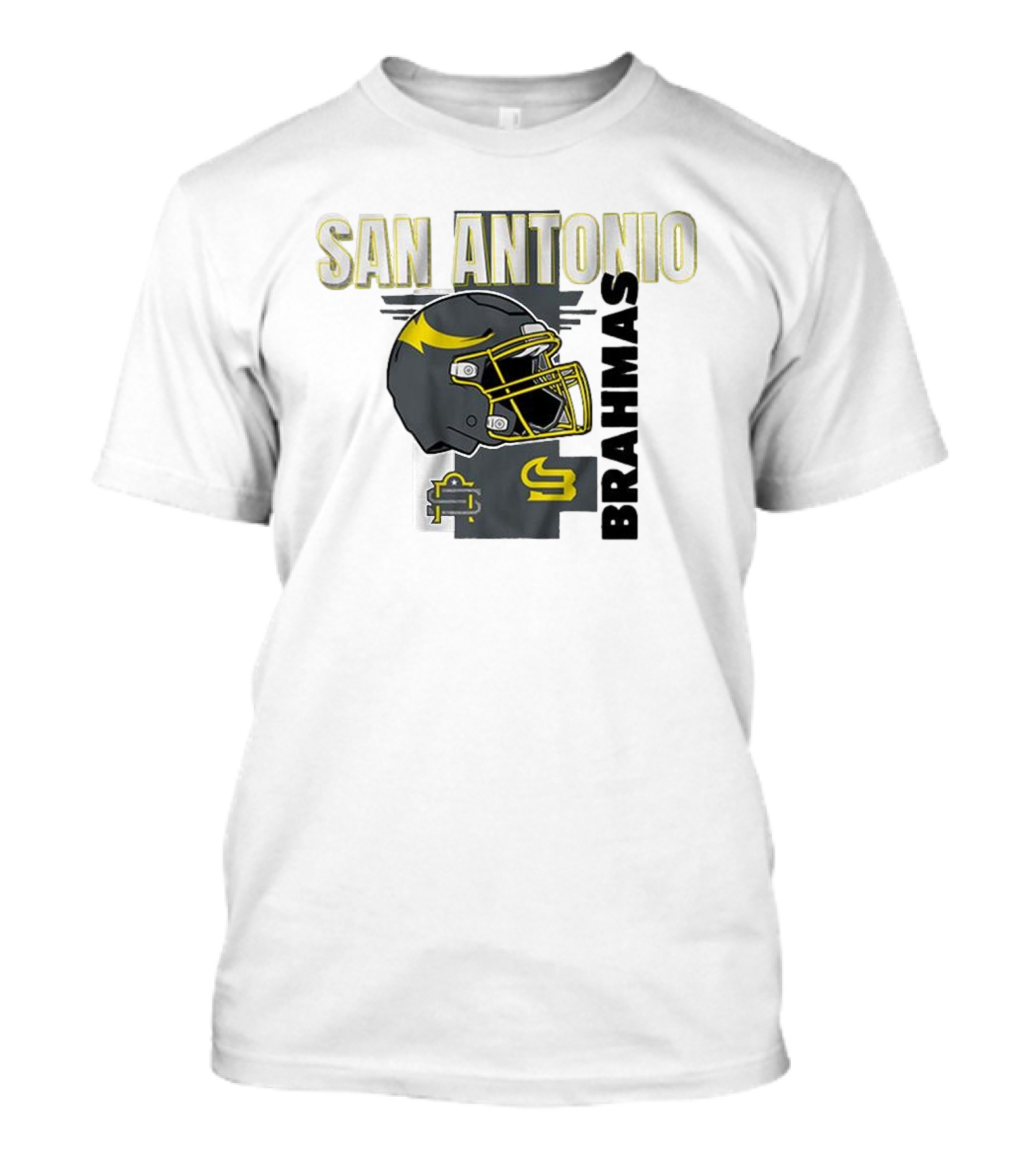 San Antonio Brahmas Football Helmet Pillow Block And SB Logo T-Shirt