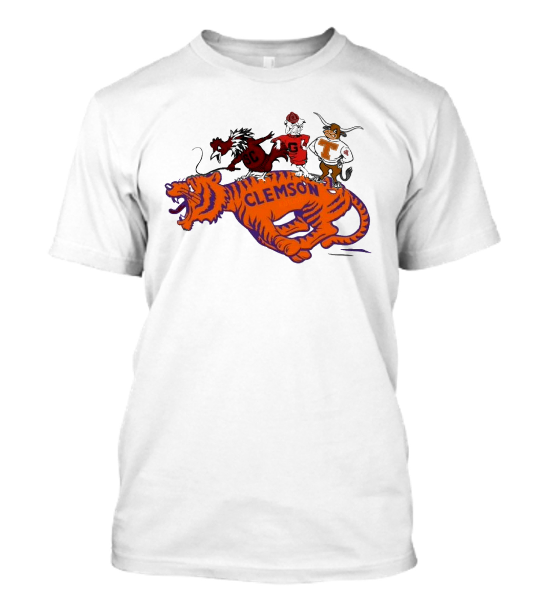 SEC Clemson Tigers South Carolina Gamecocks Georgia Bulldogs Tennessee Vols Mascot T-Shirt