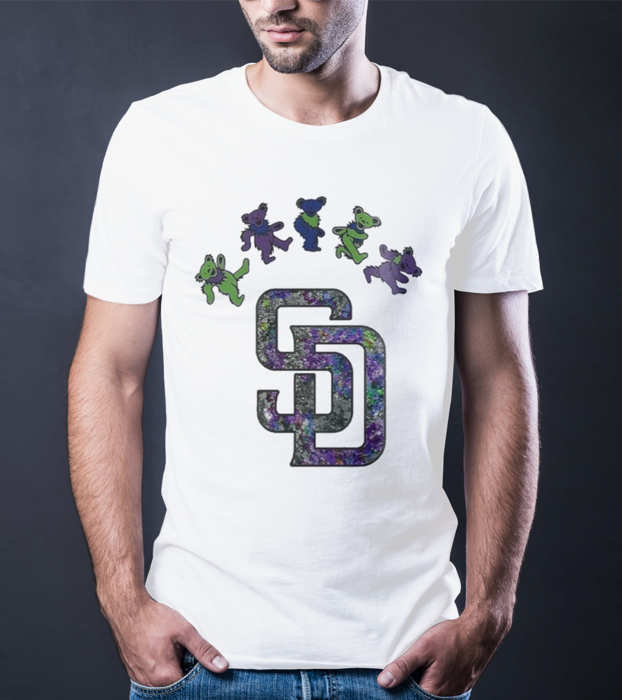 San Diego Padres Grateful Dead Night 2025 Dancing Bears Baseball Event T-Shirt