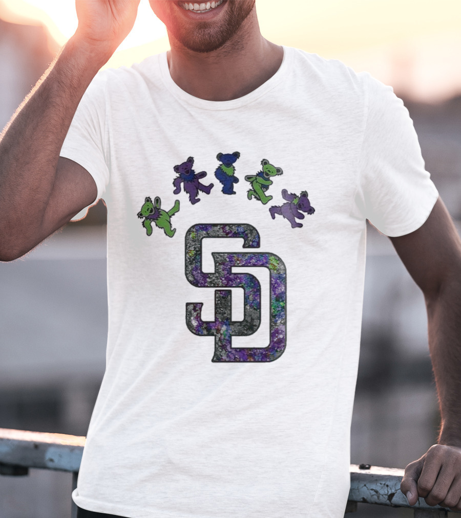 San Diego Padres Grateful Dead Night 2025 Dancing Bears Baseball Event T-Shirt