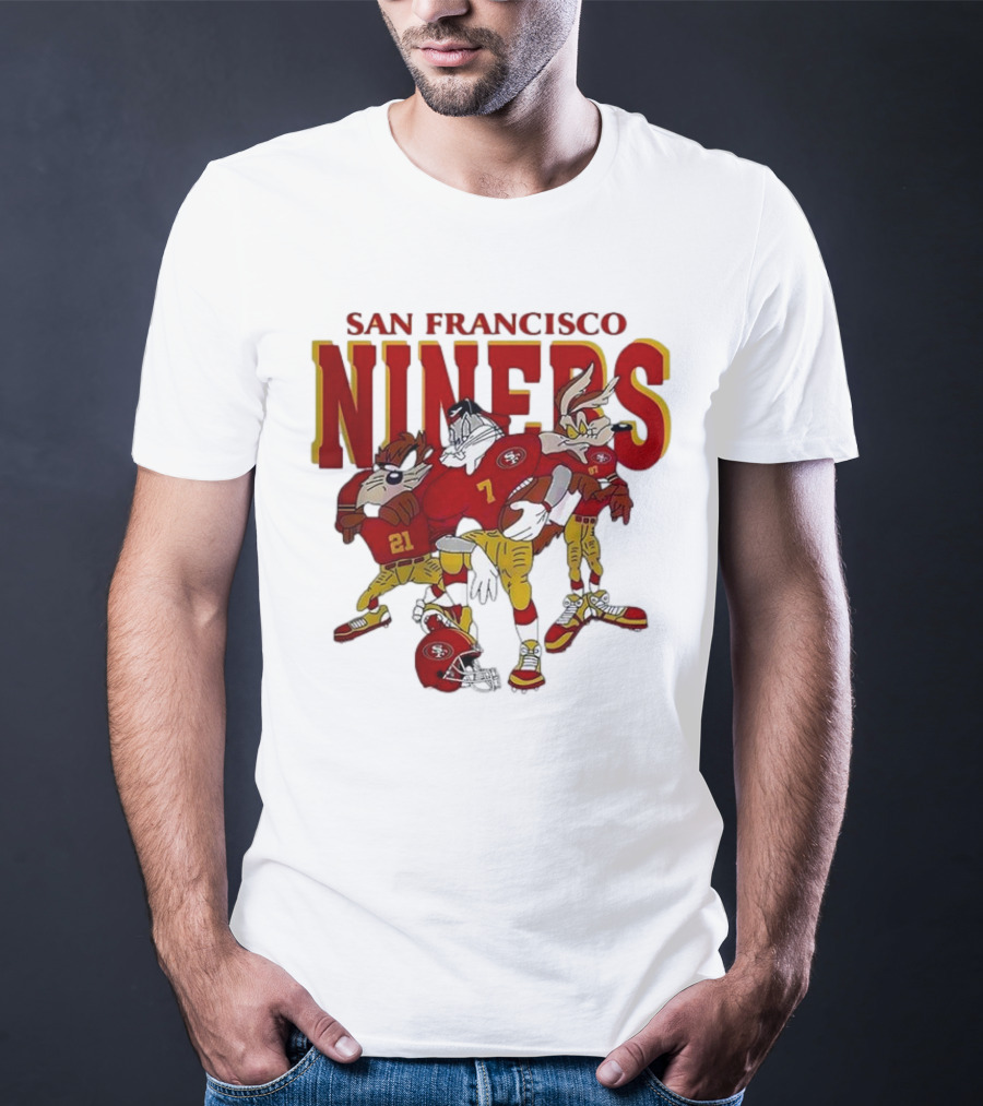 San Francisco 49ers Looney Tunes Cartoon Characters In Team Uniforms T-Shirt