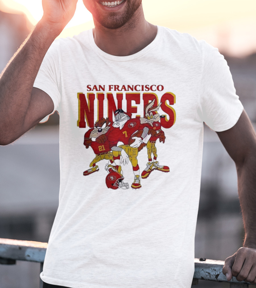 San Francisco 49ers Looney Tunes Cartoon Characters In Team Uniforms T-Shirt