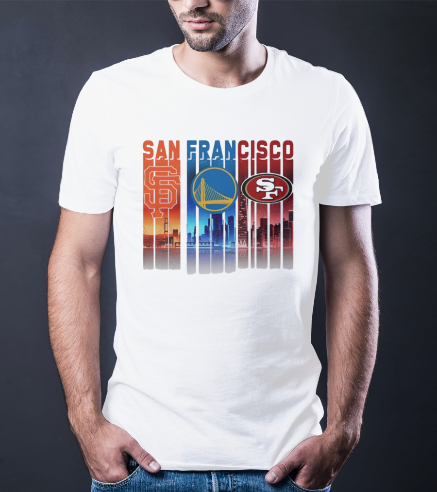 San Francisco Giants Warriors 49ers Cityscape Skyline T-Shirt