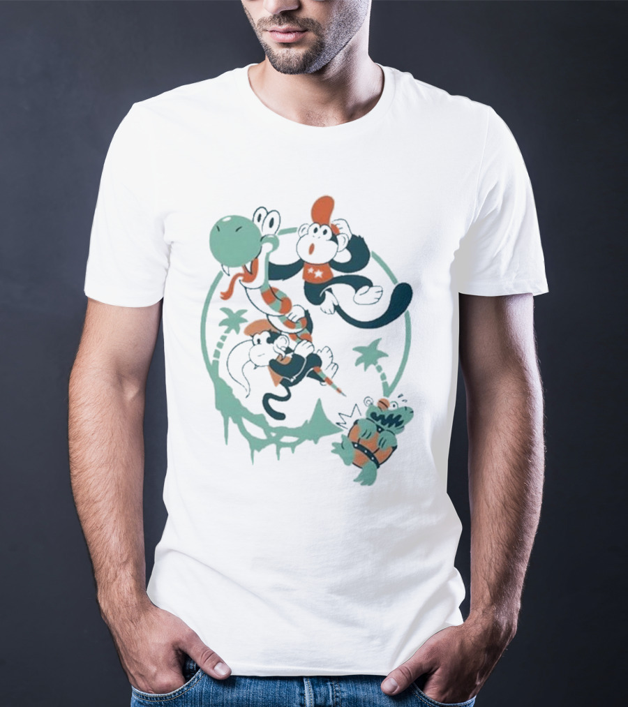 Tropical Adventure With Diddy And Dixie Riding Rattle Snake T-Shirt