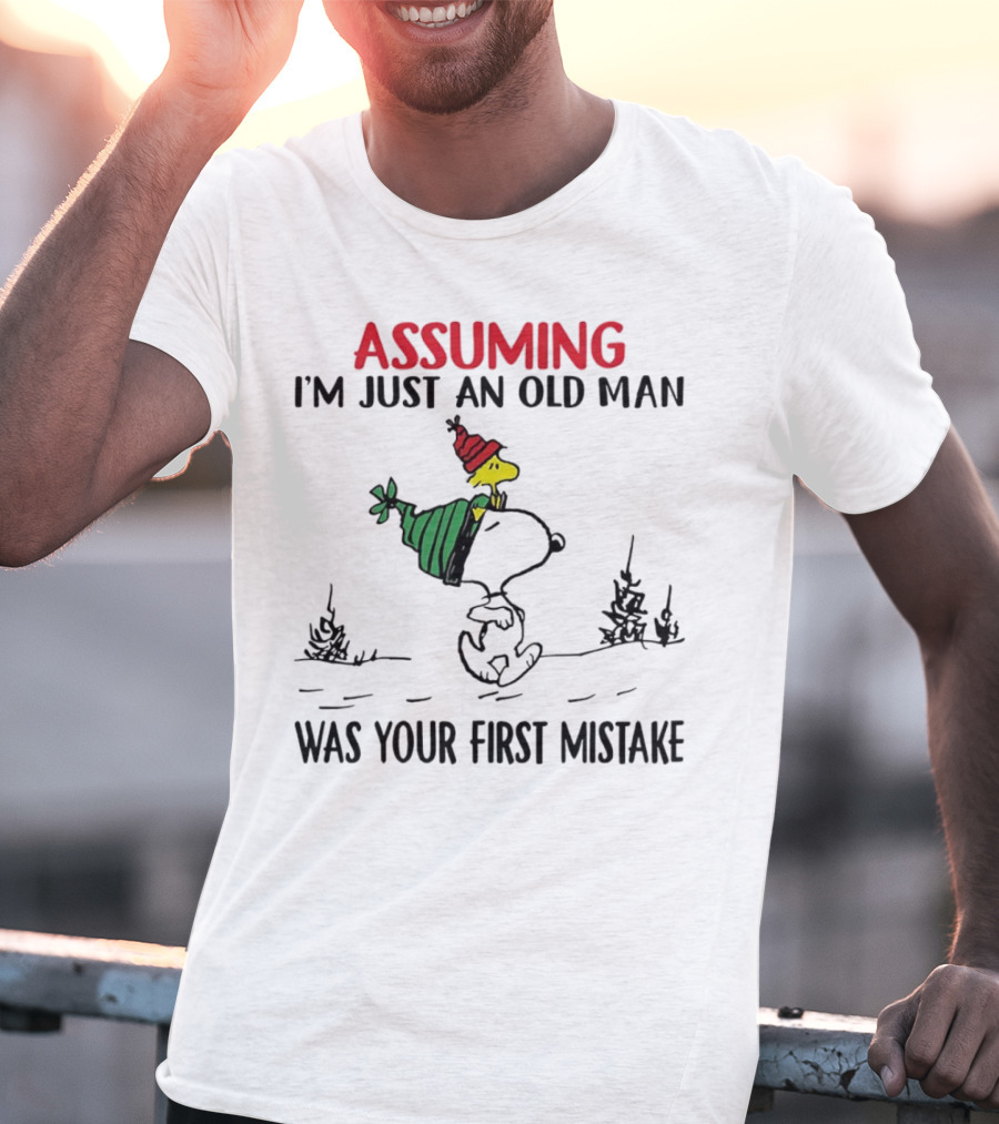 Assuming I'm Just An Old Man Snoopy And Woodstock Christmas Theme T-Shirt