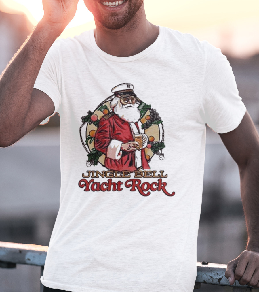Jingle Bell Yacht Rock Christmas Captain Santa T-Shirt