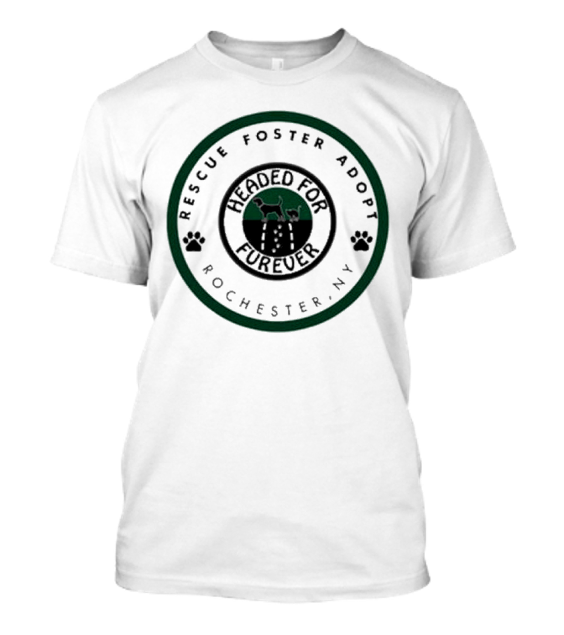 Sarah Carolyn Rescue Foster Adopt Headed For Furever Compassion Cat Paw Halo T-Shirt