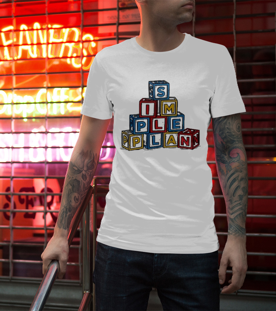 Simple Plan Alphabet Block Letter Stack T-Shirt