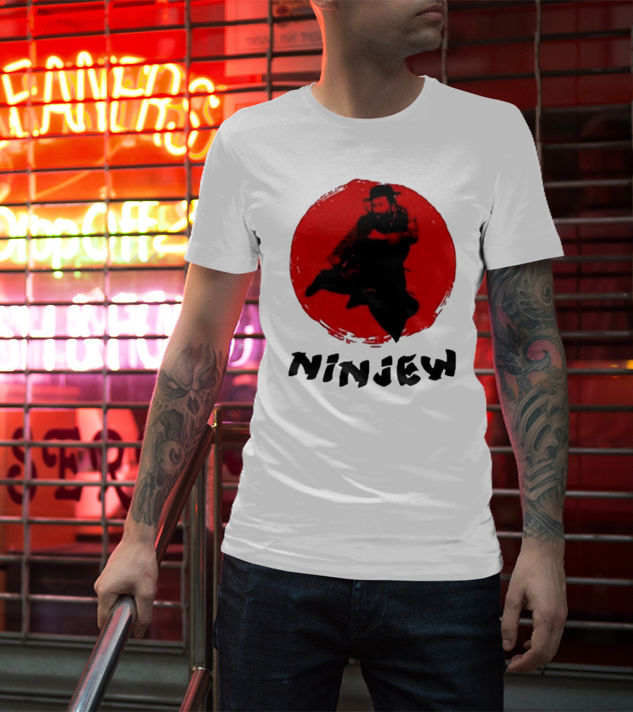 Ninjew Red Circle Kick Martial Arts Style T-Shirt