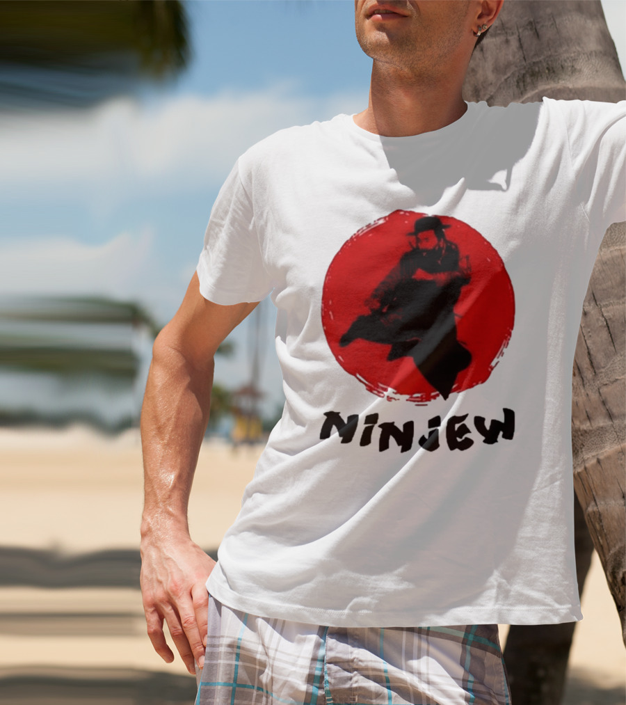 Ninjew Red Circle Kick Martial Arts Style T-Shirt