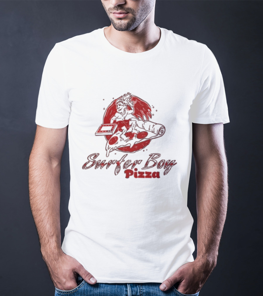 Surfer Boy Pizza Wave And Slice Graphic T-Shirt