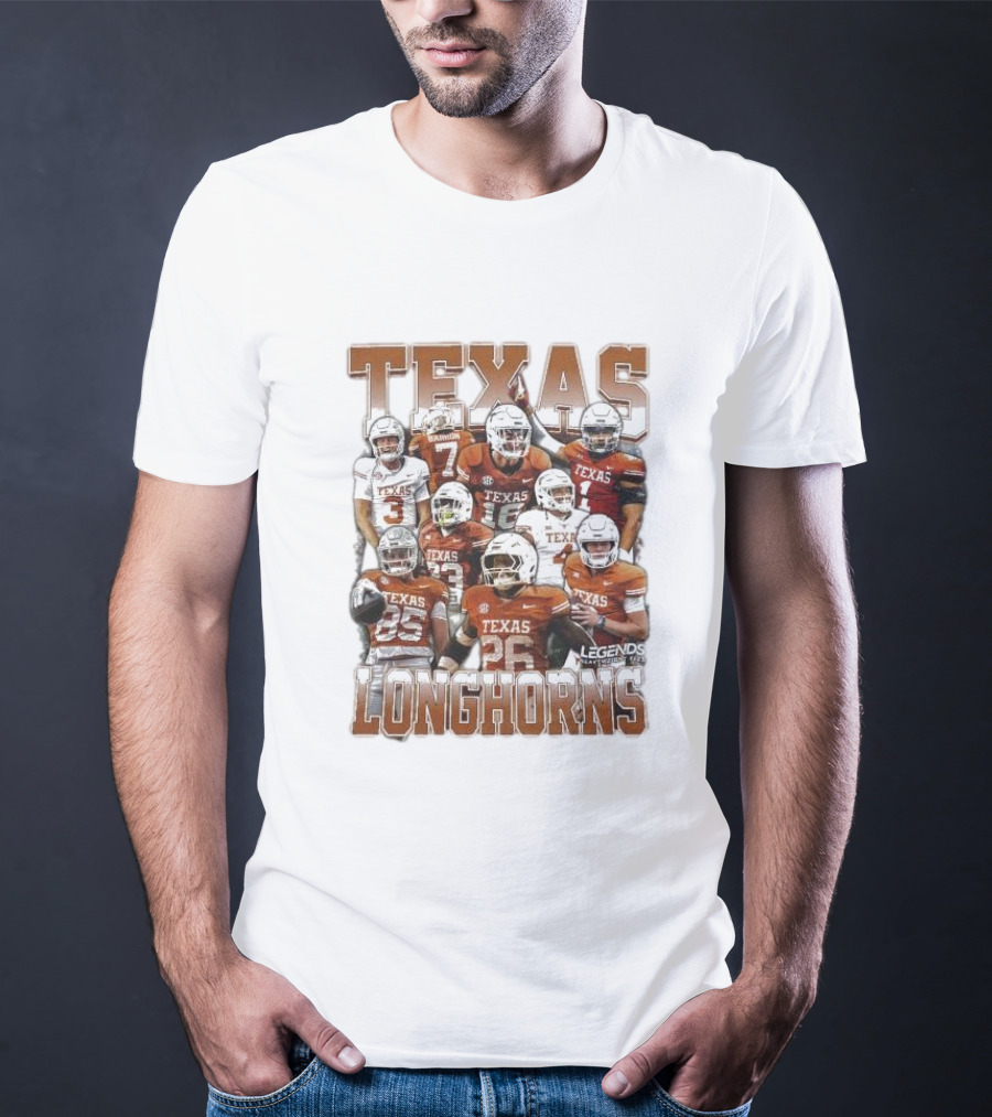 Texas Longhorns Football Legends Heavy Weight Team Players T-Shirt