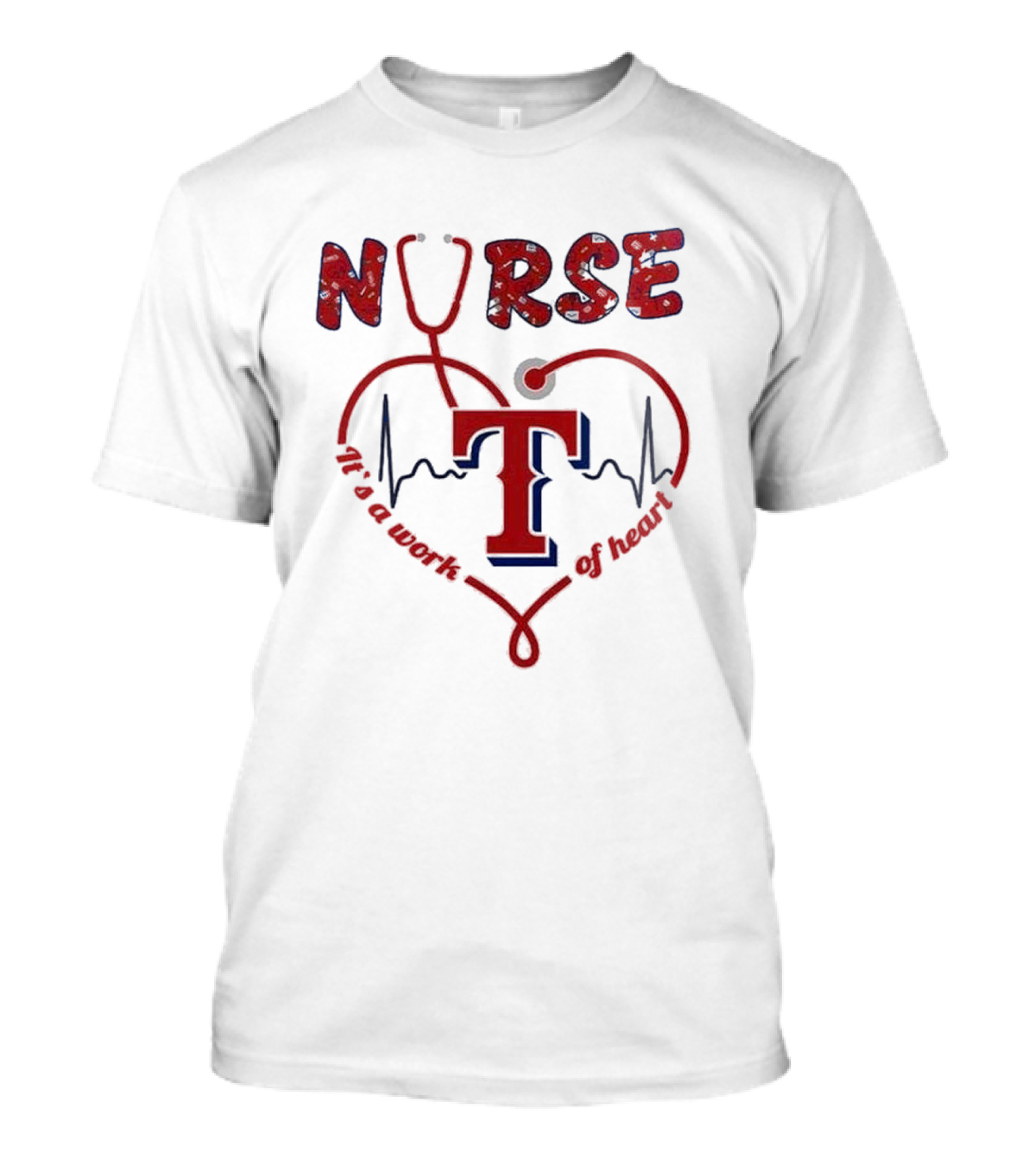 Texas Rangers Nurse Heartbeat Stethoscope 2025 Appreciation T-Shirt
