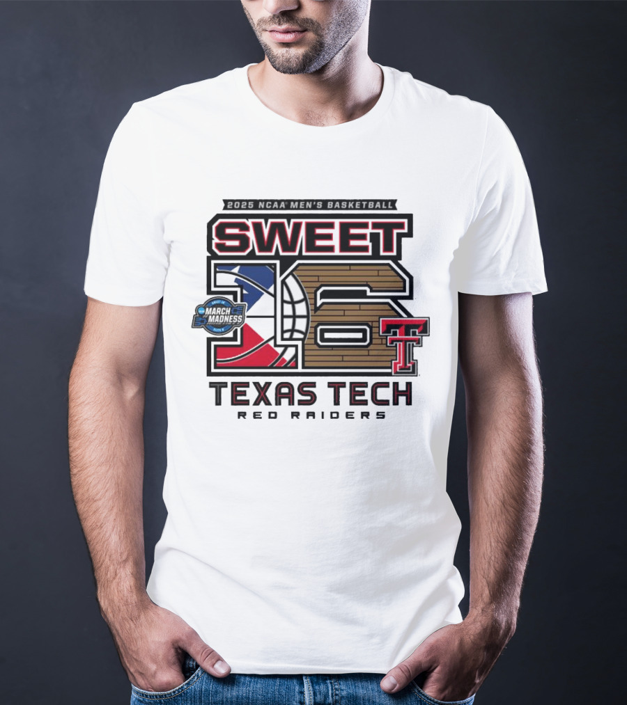 Texas Tech Basketball Sweet 16 Above The Rim 2025 Grey Tri-Blend T-Shirt