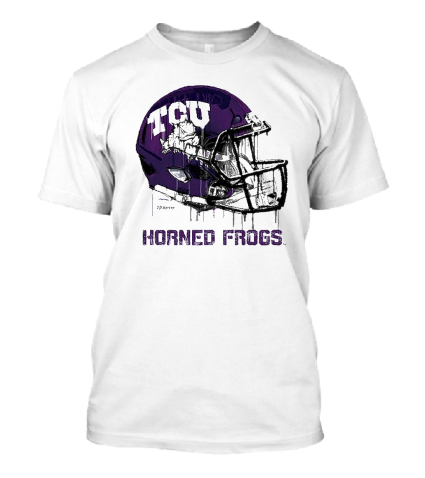 TCU Horned Frogs Dripping Helmet Football T-Shirt