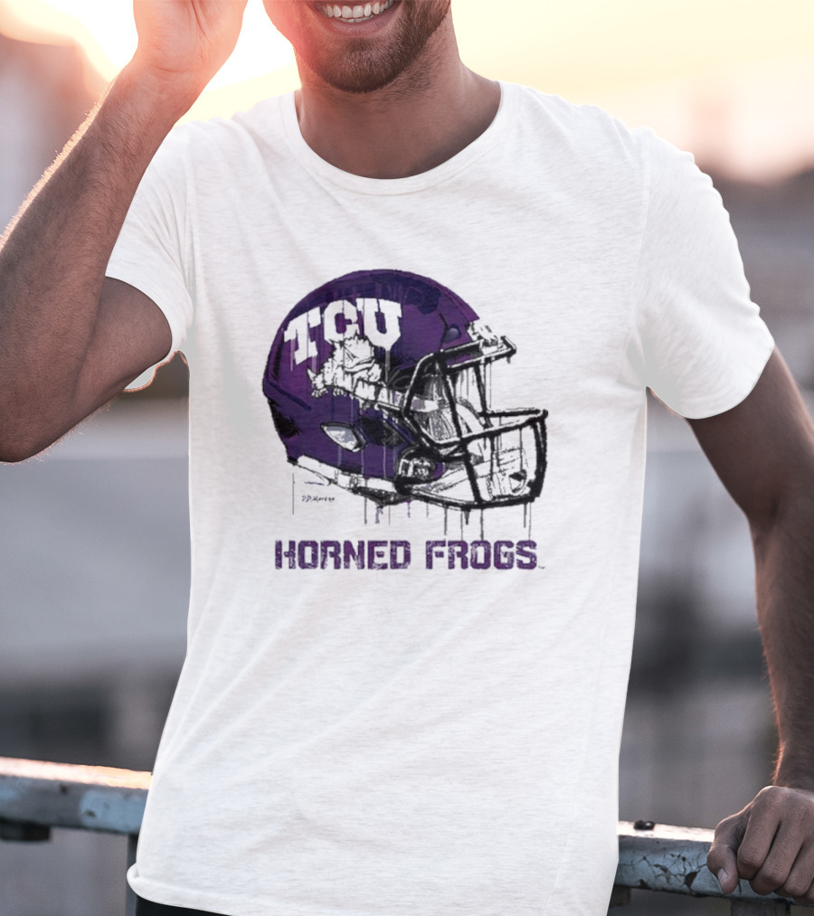 TCU Horned Frogs Dripping Helmet Football T-Shirt