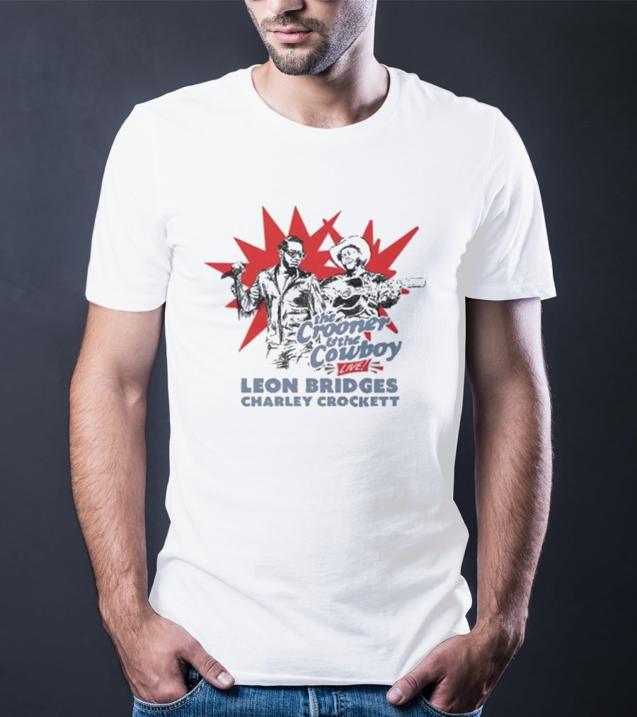 The Crooner And The Cowboy Live Leon Bridges Charley Crockett Silhouette Burst T-Shirt