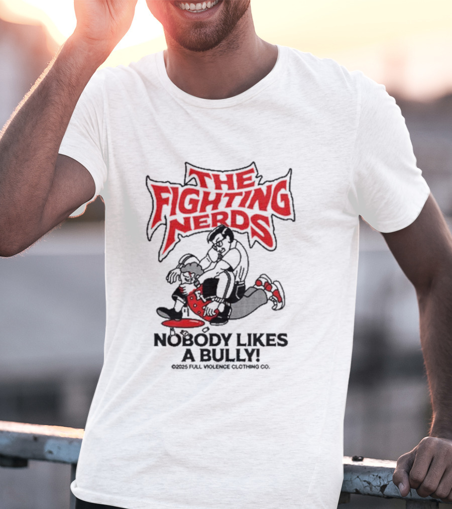 The Fighting Nerds Nobody Likes A Bully Cartoon Robot Battle T-Shirt