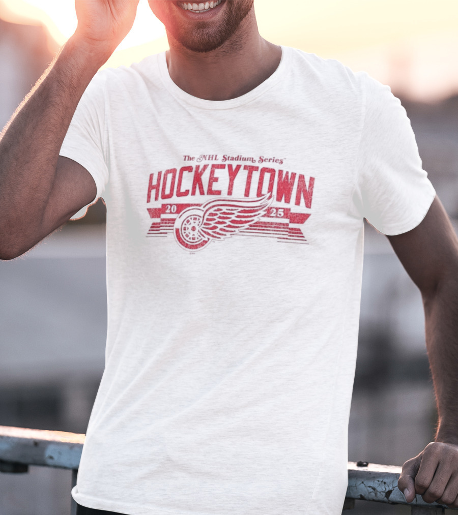 The NHL Stadium Series Hockeytown 2025 Winged Wheel T-Shirt