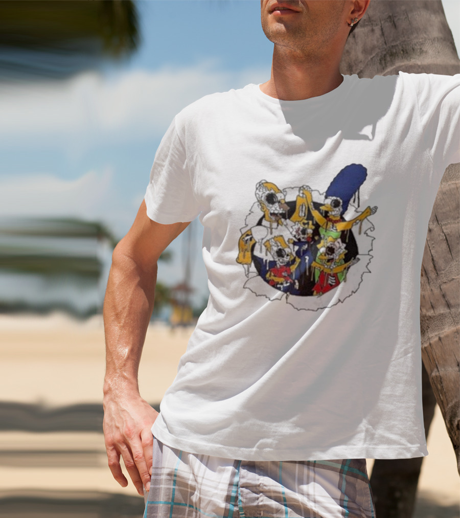 Zombie Family Simpsons Characters Dripping Melting Style T-Shirt