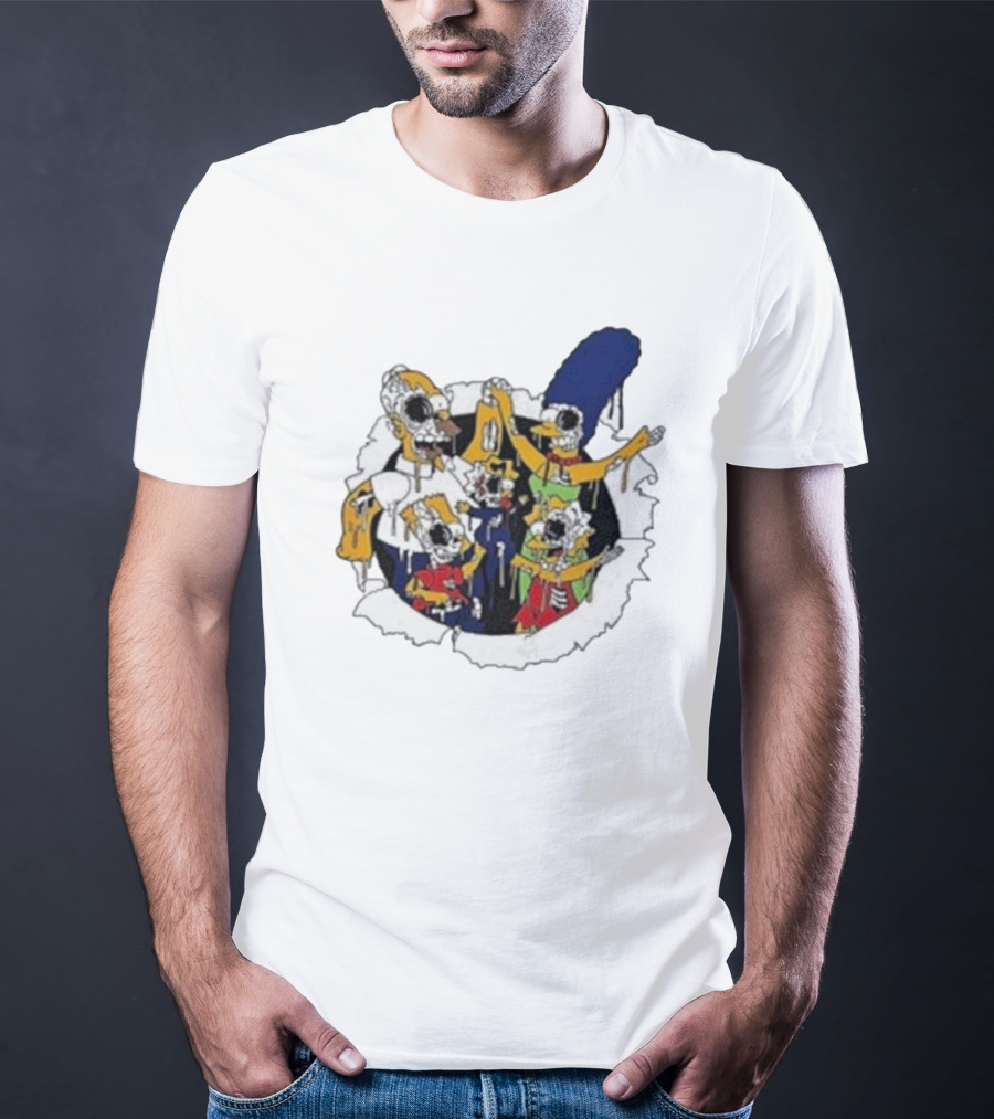 Zombie Family Simpsons Characters Dripping Melting Style T-Shirt