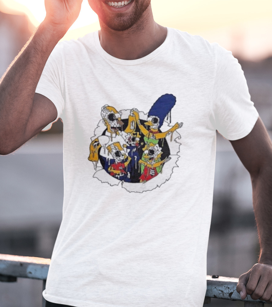 Zombie Family Simpsons Characters Dripping Melting Style T-Shirt