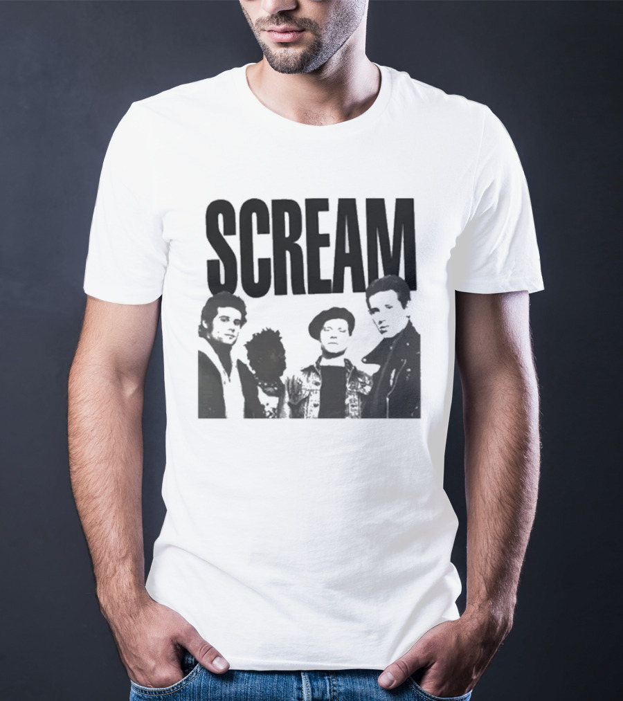 SCREAM Logo With Cartoon Band Graphic T-Shirt