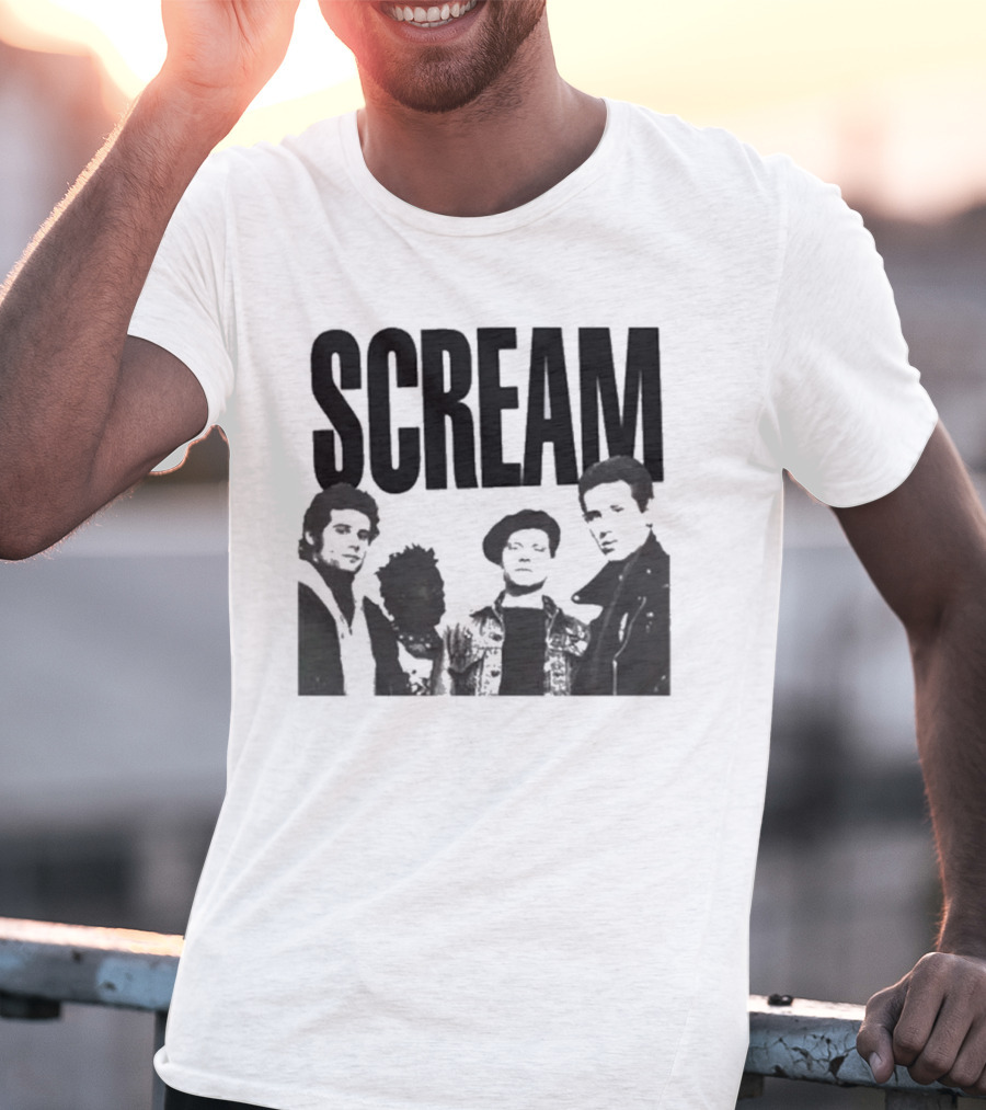 SCREAM Logo With Cartoon Band Graphic T-Shirt