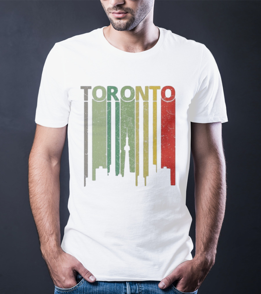 Retro Toronto Skyline Colorful Vertical Lines T-Shirt