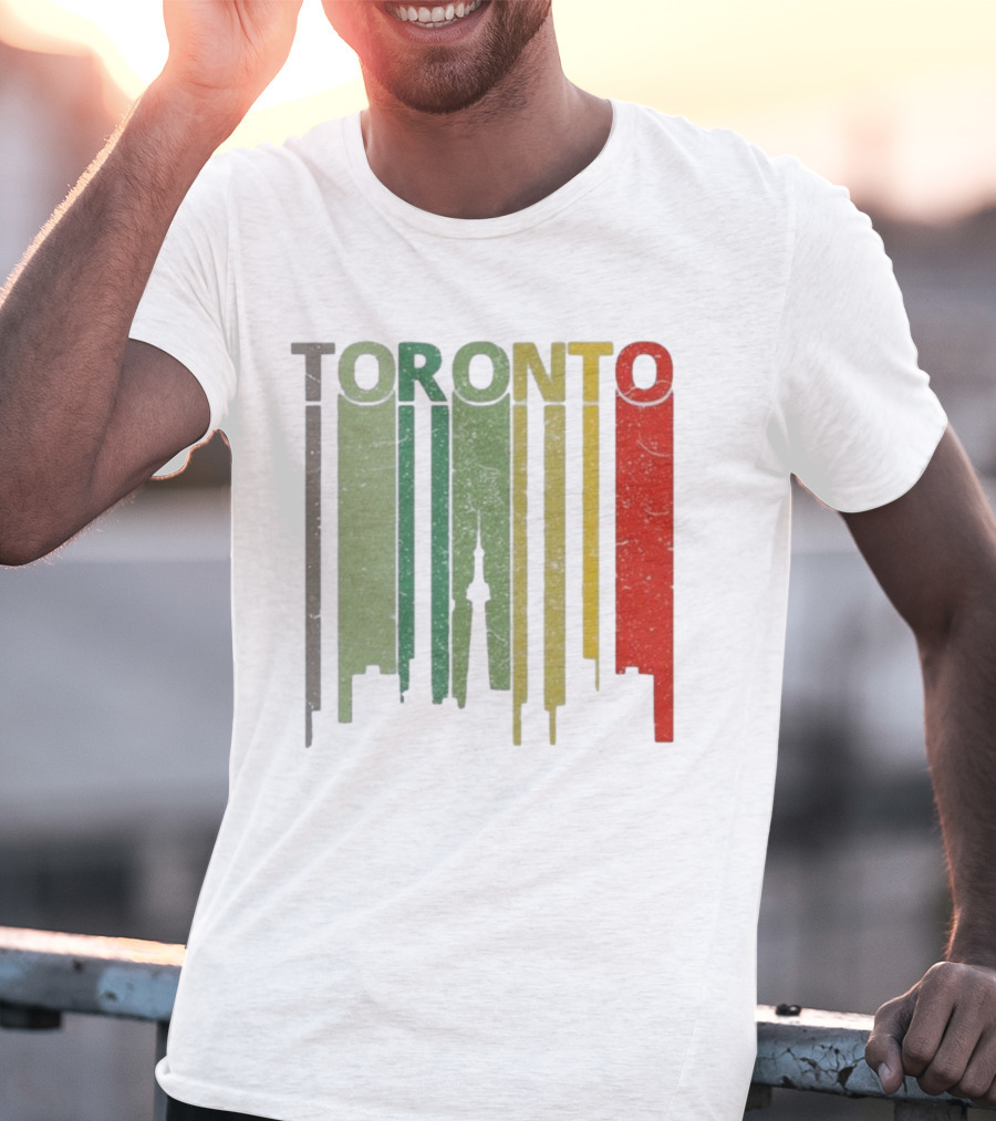 Retro Toronto Skyline Colorful Vertical Lines T-Shirt