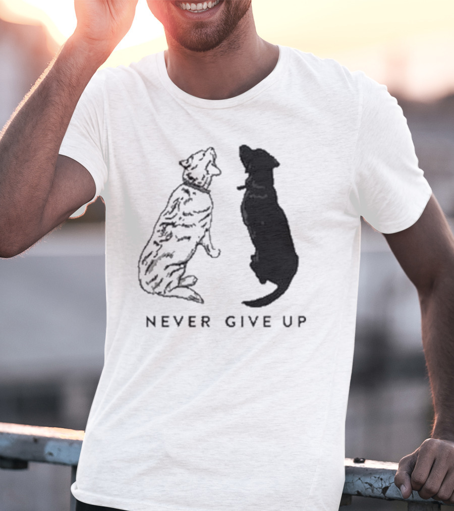 Never Give Up Dog Silhouettes Tors T-Shirt