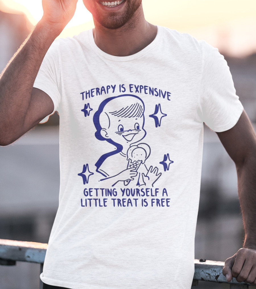 Therapy Is Expensive Getting Yourself A Little Treat Is Free Nostalgic Ice Cream Boy T-Shirt