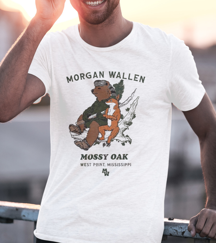 Morgan Wallen Bear And Fox With Mossy Oak West Point Mississippi T-Shirt