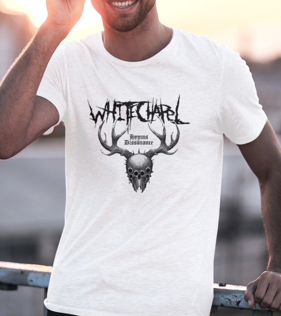 Whitechapel Dissonance Iced Brown Tie Dye Deer Skull Antlers T-Shirt