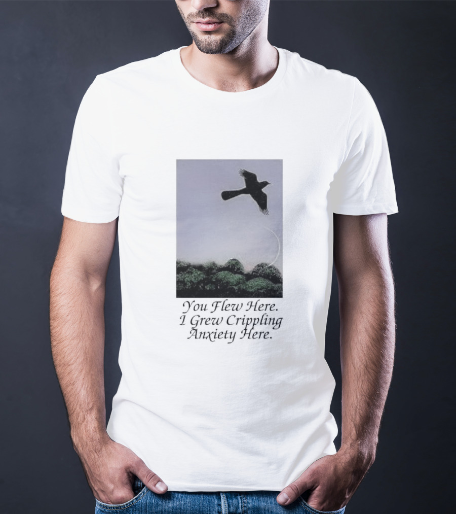 You Flew Here I Grew Crippling Anxiety Here Plane And Nature Scene T-Shirt