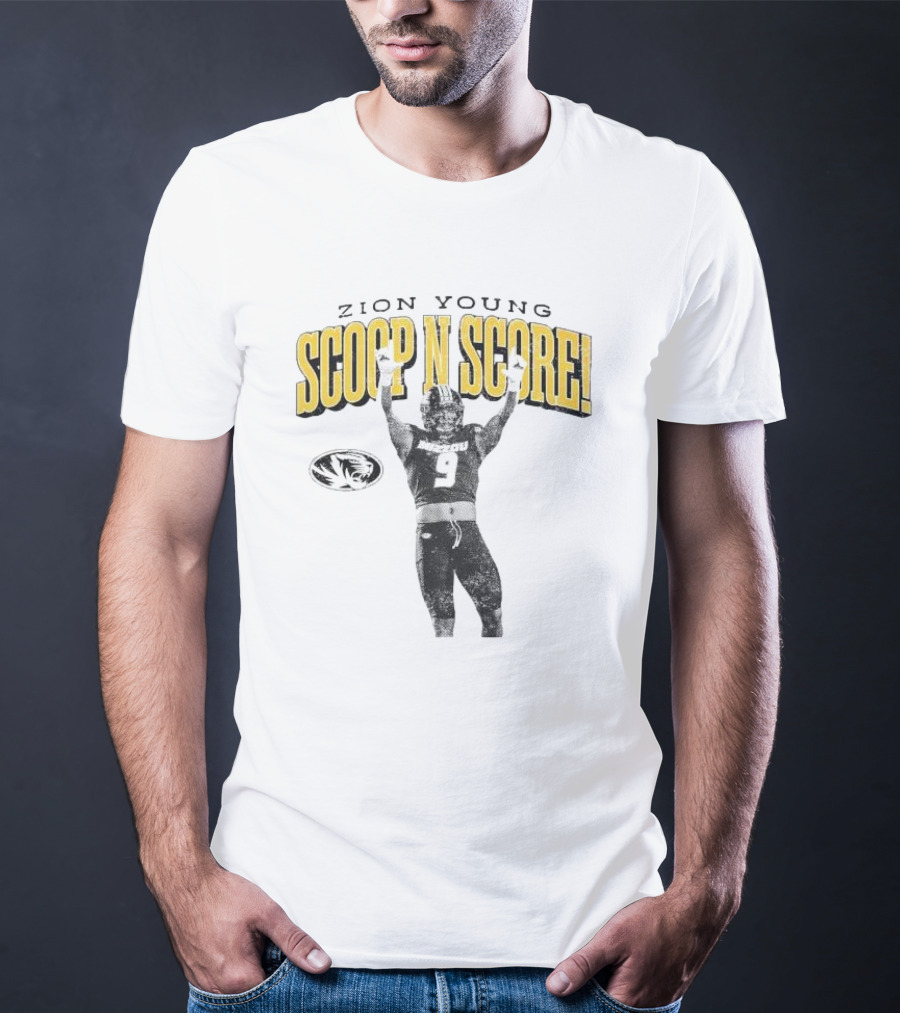 Zion Young Scoop N Score Missouri Tigers Player Number 9 Celebrate Victory T-Shirt